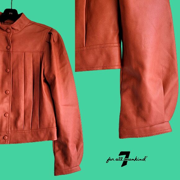 7 for All Mankind NEW Minimalist Oversized Box Pleated Crop Jacket XS - Picture 3 of 12